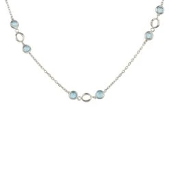 Latelita Milan Link Gemstone Necklace Silver Blue Topaz