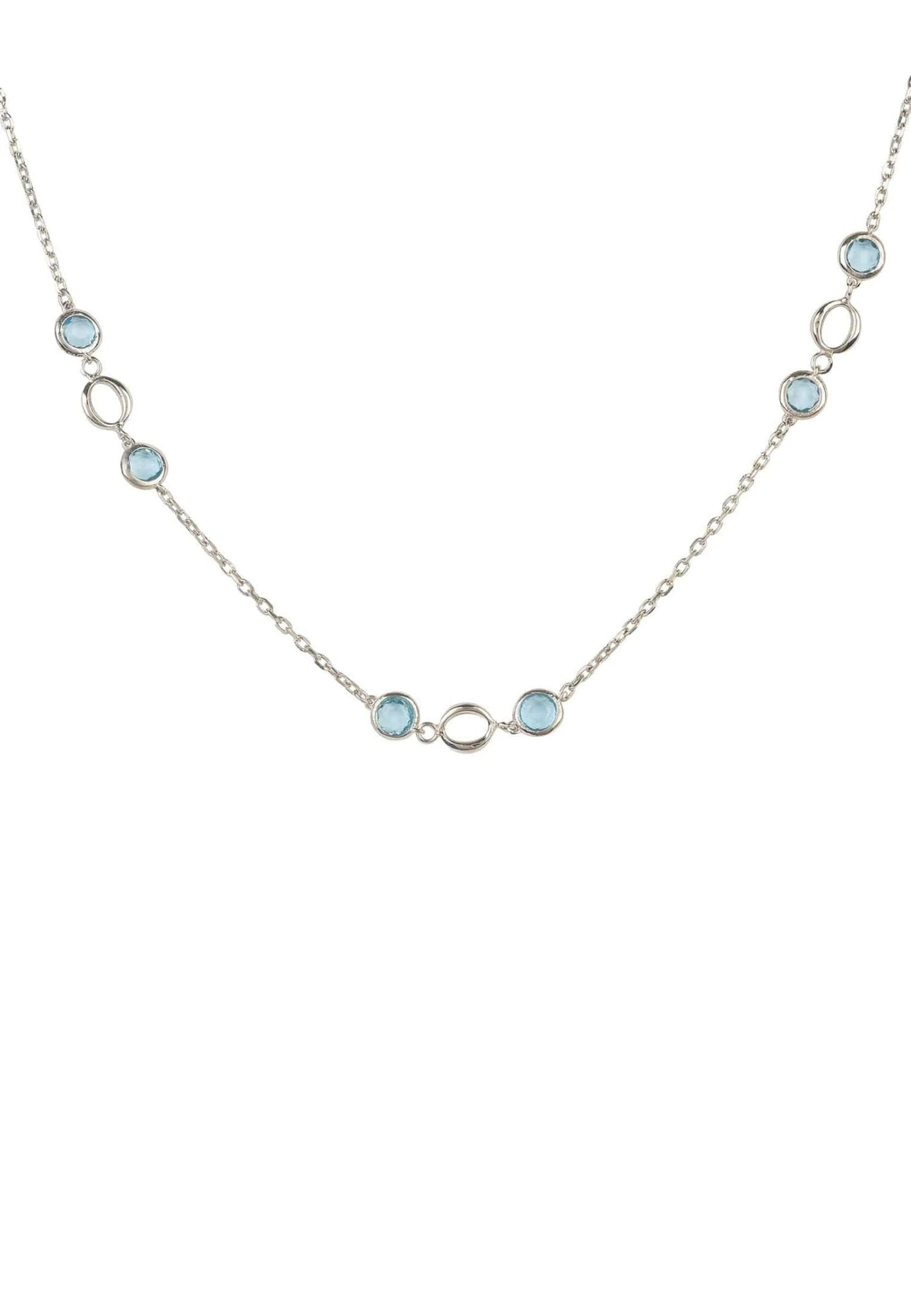 Latelita Milan Link Gemstone Necklace Silver Blue Topaz 1 Latelita Milan Link Gemstone Necklace Silver Blue Topaz