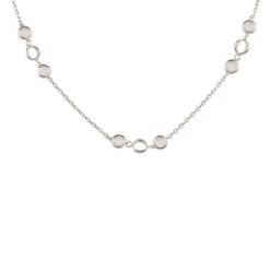 Latelita Milan Link Gemstone Necklace Silver Rose Quartz