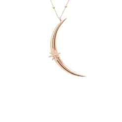 Latelita Moon Crescent Star Necklace Beaded Chain Rosegold