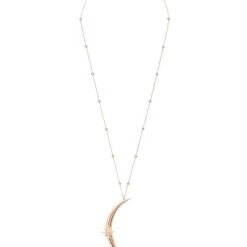 Latelita Moon Crescent Star Necklace Beaded Chain Rosegold -Ornavique Sales moon crescent star necklace beaded chain rosegold 612225