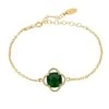 Latelita Open Clover Flower Gemstone Bracelet Gold Emerald