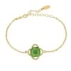 Latelita Open Clover Flower Gemstone Bracelet Gold Peridot