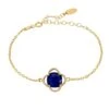 Latelita Open Clover Flower Gemstone Bracelet Gold Sapphire
