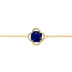 Latelita Open Clover Flower Gemstone Bracelet Gold Sapphire -Ornavique Sales open clover flower gemstone bracelet gold sapphire 749751