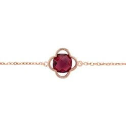 Latelita Open Clover Flower Gemstone Bracelet Rosegold Pink Tourmaline -Ornavique Sales open clover flower gemstone bracelet rosegold pink tourmaline 570347