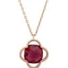 Latelita Open Clover Flower Gemstone Necklace Rosegold Pink Tourmaline