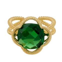 Latelita Open Clover Gemstone Cocktail Ring Gold Emerald -Ornavique Sales open clover gemstone cocktail ring gold emerald 572368