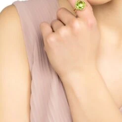 Latelita Open Clover Gemstone Cocktail Ring Gold Peridot -Ornavique Sales open clover gemstone cocktail ring gold peridot 905892