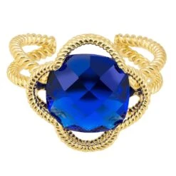 Latelita Open Clover Gemstone Cocktail Ring Gold Sapphire -Ornavique Sales open clover gemstone cocktail ring gold sapphire 835806
