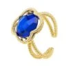 Latelita Open Clover Gemstone Cocktail Ring Gold Sapphire
