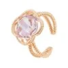 Latelita Open Clover Gemstone Cocktail Ring Rosegold Rose Quartz