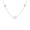 Latelita Open Clover Long Gemstone Necklace Silver Rose Quartz