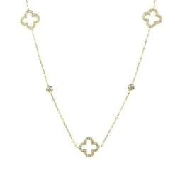 Latelita Open Clover Long Necklace Gold