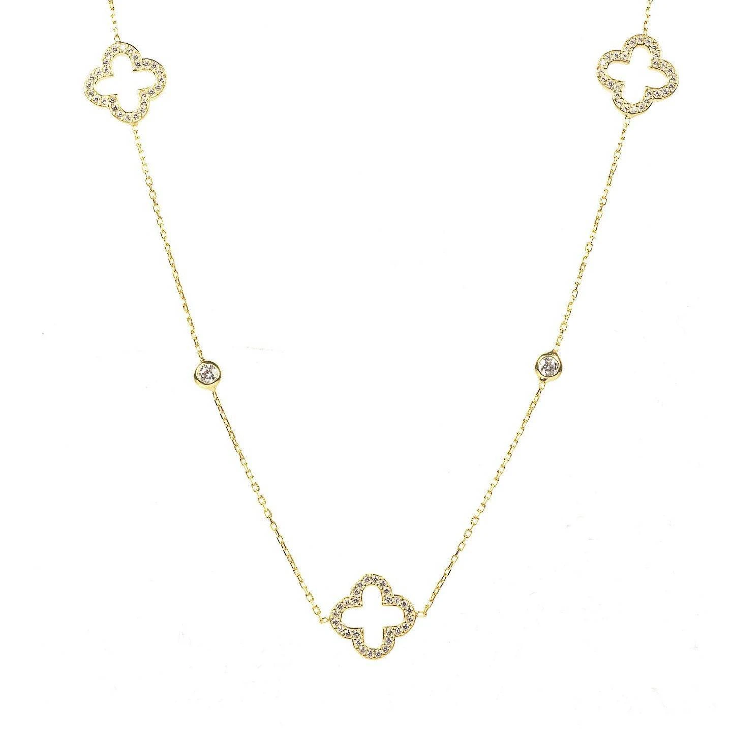 Latelita Open Clover Long Necklace Gold 1 Latelita Open Clover Long Necklace Gold
