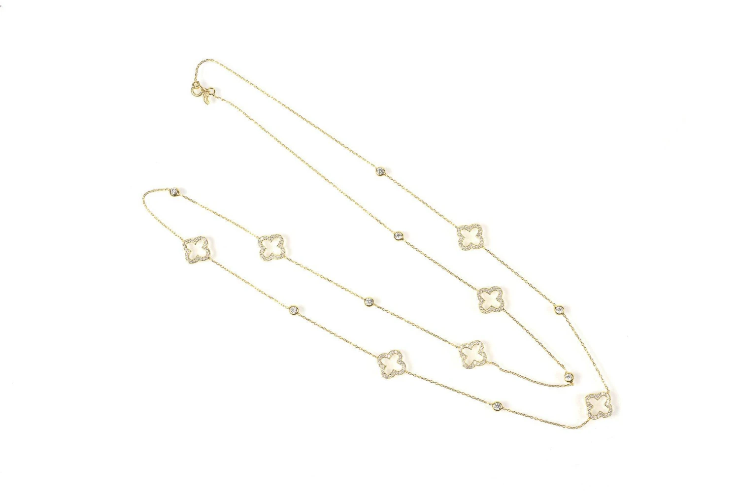 Latelita Open Clover Long Necklace Gold 3 Latelita Open Clover Long Necklace Gold - Image 3