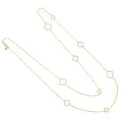 Latelita Open Clover Long White Cz Necklace Gold -Ornavique Sales open clover long white cz necklace gold 655061