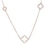 Latelita Open Clover Long White Cz Necklace Rosegold