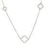 Latelita Open Clover Long White Cz Necklace Silver