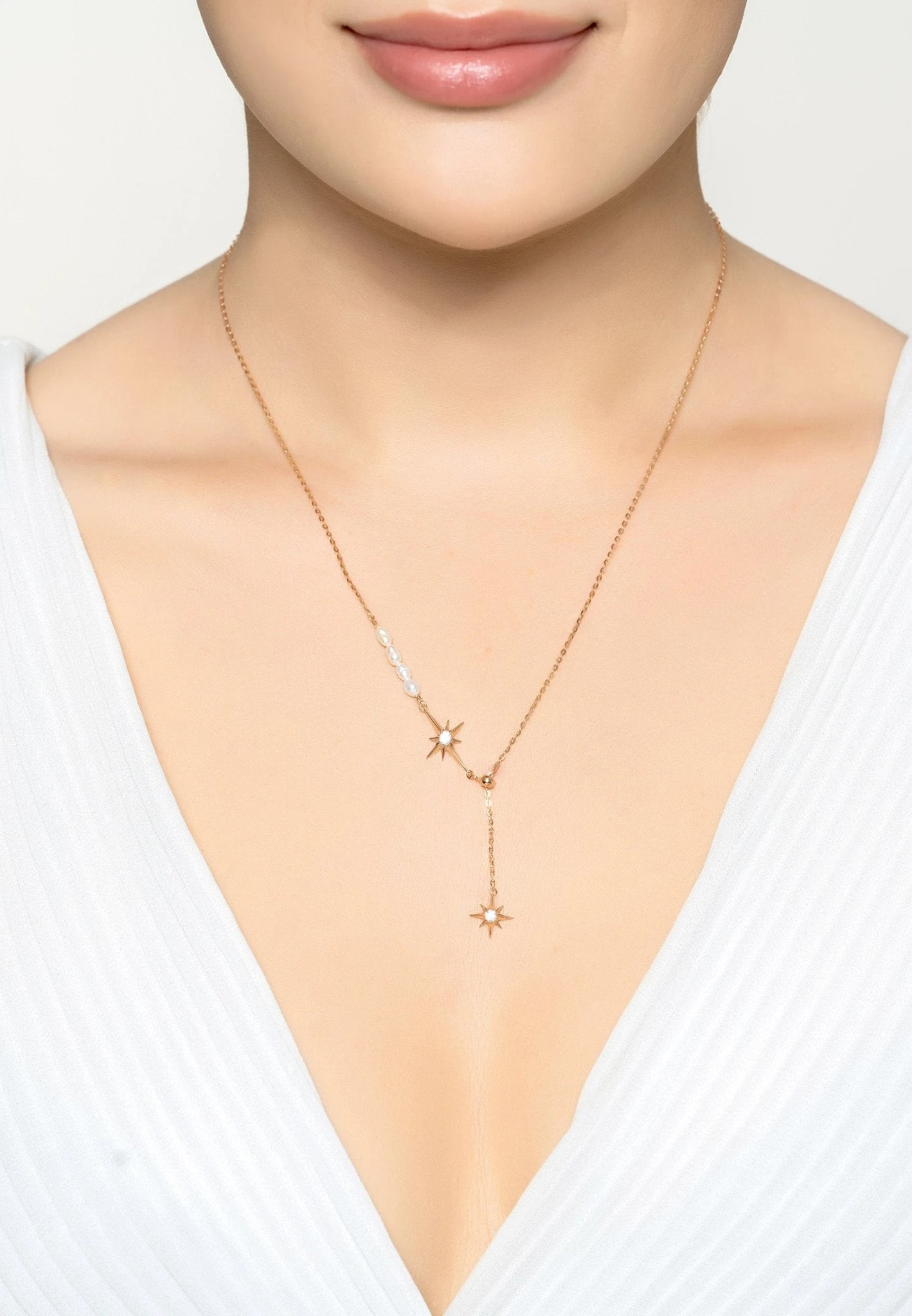 Latelita Orion Pearl & Star Choker Necklace Rosegold 2 Latelita Orion Pearl & Star Choker Necklace Rosegold - Image 2