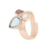 Latelita Paris Triple Gemstone Adjustable Ring Rosegold