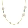 Latelita Pavia 120cm Long Pearl Necklace Gold Blue Topaz
