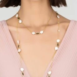 Latelita Pavia 120cm Long Pearl Necklace Gold Peridot -Ornavique Sales pavia 120cm long pearl necklace gold peridot 578573