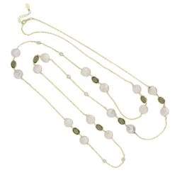 Latelita Pavia 120cm Long Pearl Necklace Gold Peridot -Ornavique Sales pavia 120cm long pearl necklace gold peridot 863898