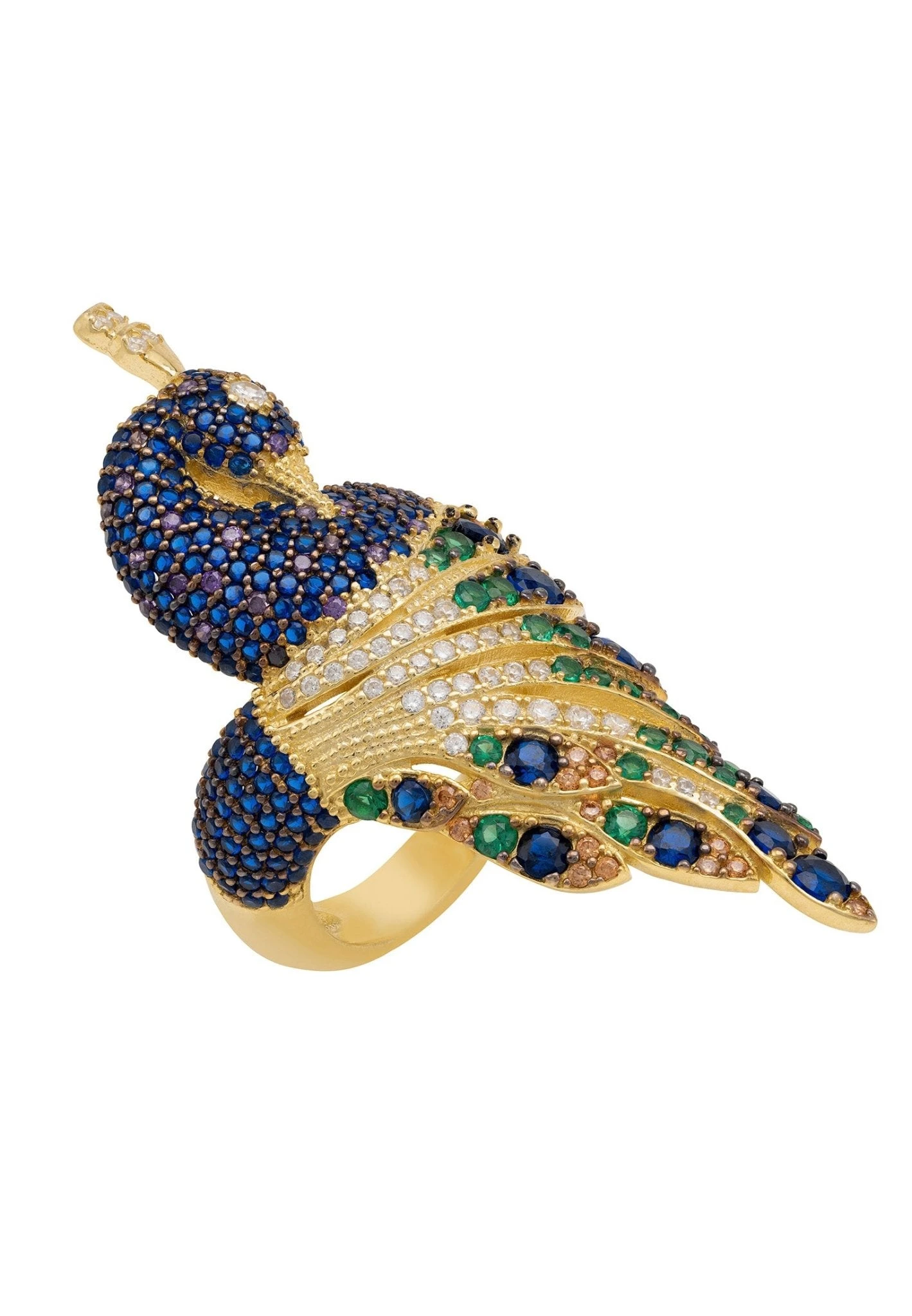 Latelita Peacock Cocktail Ring Gold 1 Latelita Peacock Cocktail Ring Gold