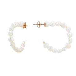 Latelita Pearl Beaded Hoop Earrings Rosegold