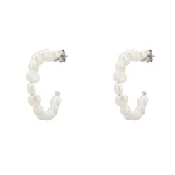Latelita Pearl Beaded Hoop Earrings Silver -Ornavique Sales pearl beaded hoop earrings silver 658227