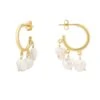 Latelita Pearl Cluster Drop Hoop Earrings Gold
