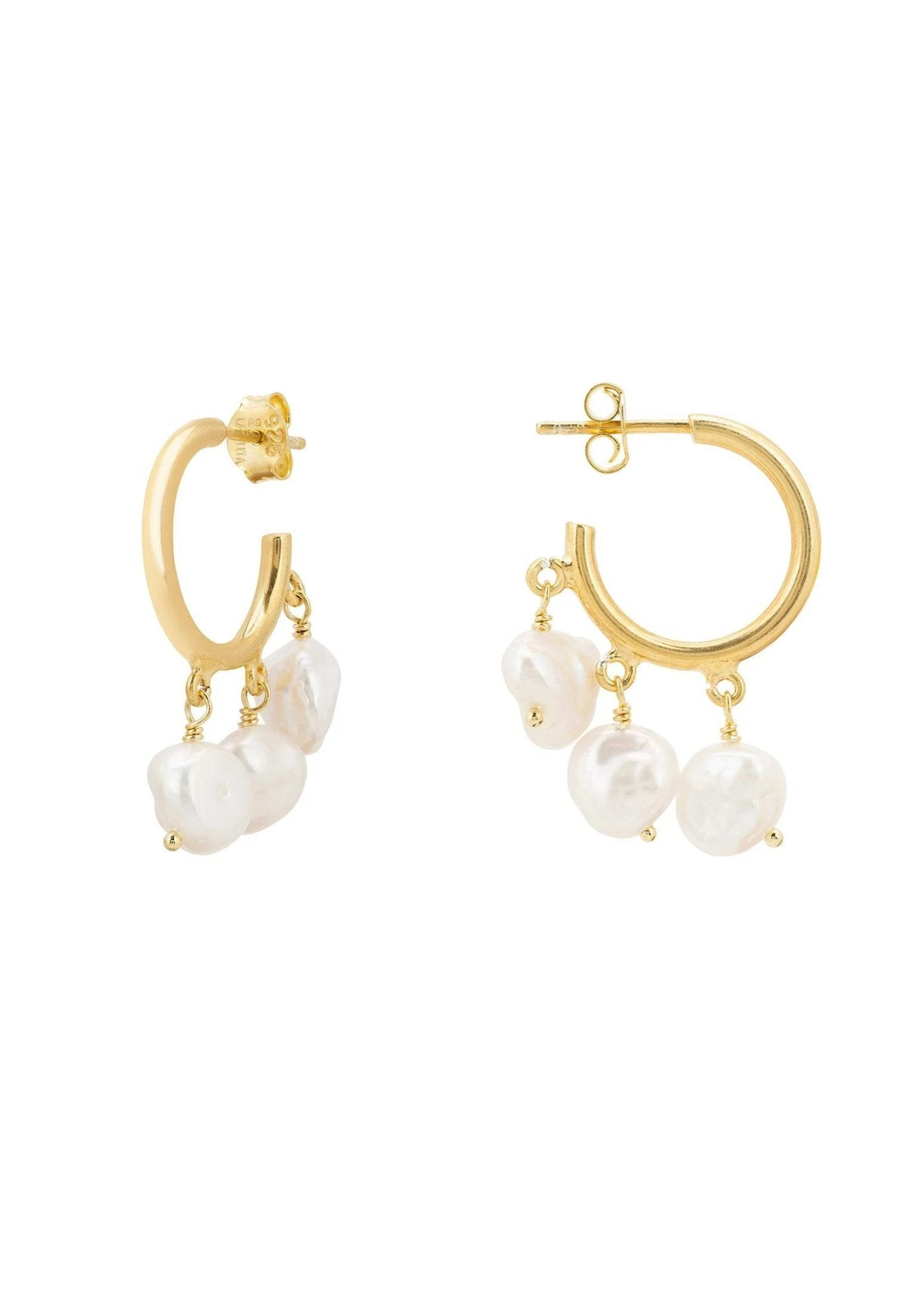 Latelita Pearl Cluster Drop Hoop Earrings Gold 1 Latelita Pearl Cluster Drop Hoop Earrings Gold