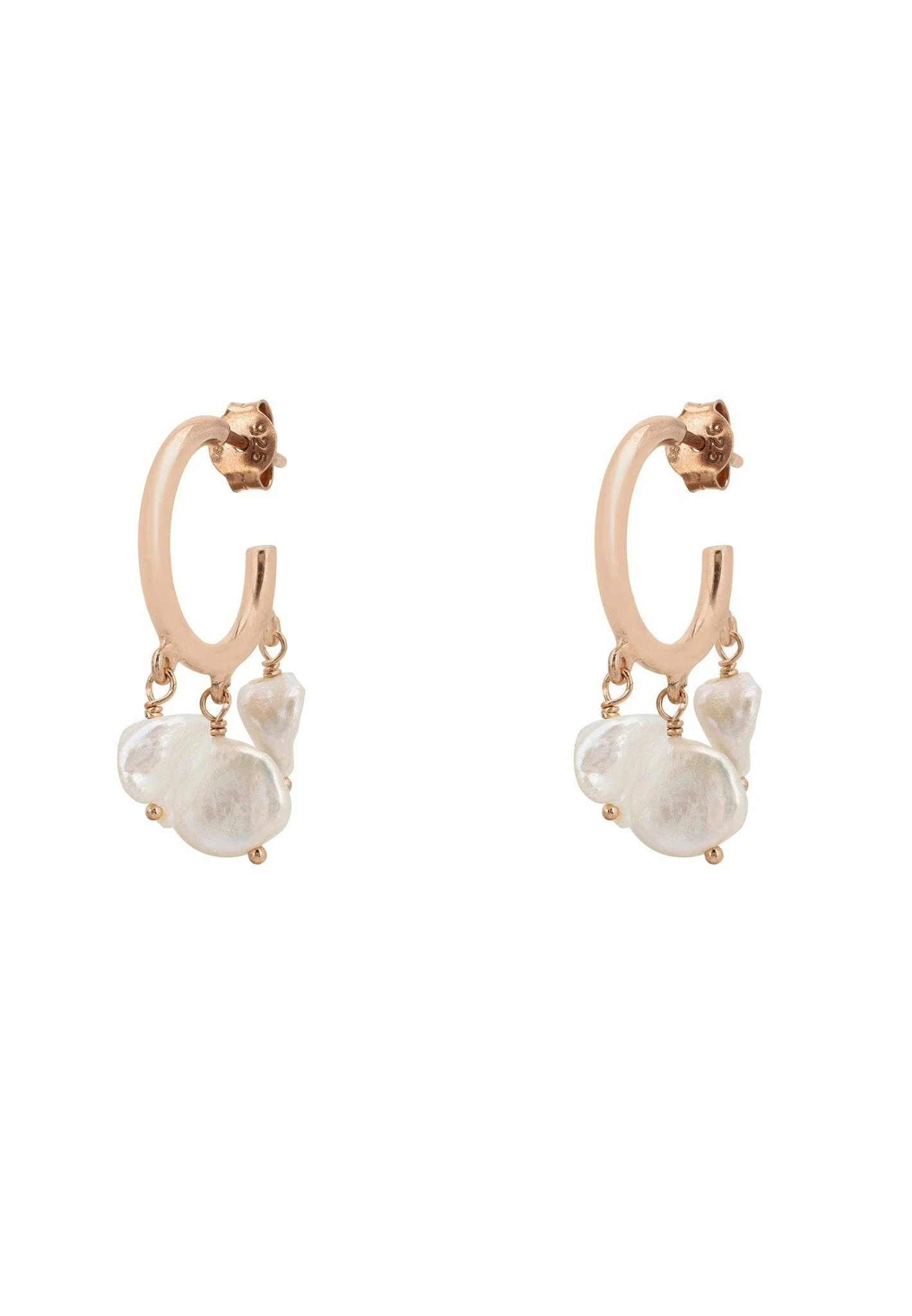 Latelita Pearl Cluster Drop Hoop Earrings Rosegold 3 Latelita Pearl Cluster Drop Hoop Earrings Rosegold - Image 3