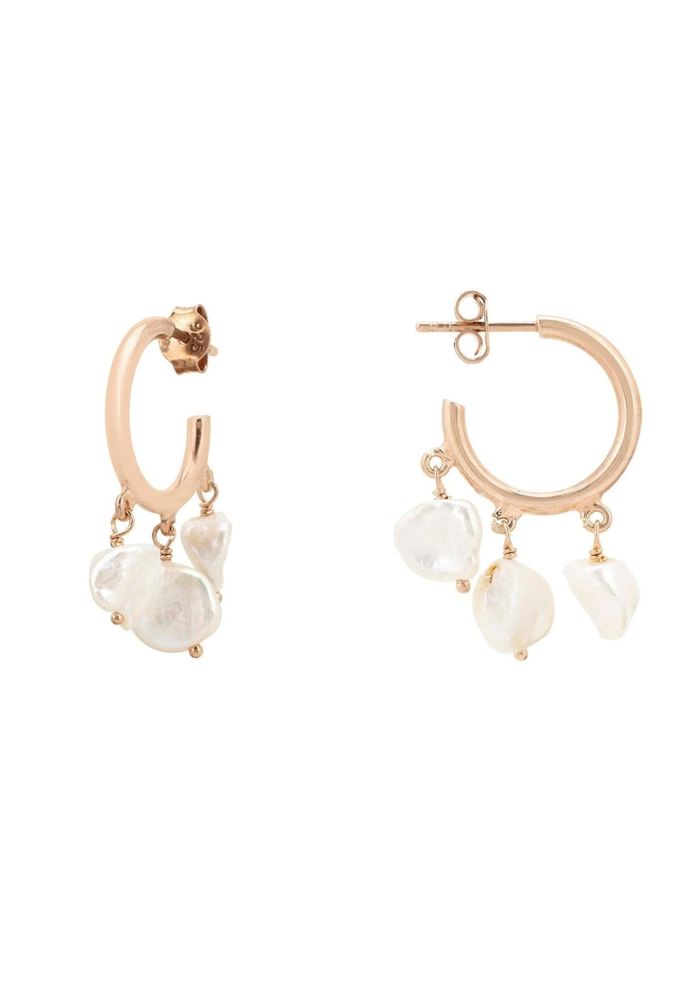 Latelita Pearl Cluster Drop Hoop Earrings Rosegold 1 Latelita Pearl Cluster Drop Hoop Earrings Rosegold