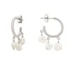 Latelita Pearl Cluster Drop Hoop Earrings Silver