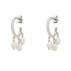 Latelita Pearl Cluster Drop Hoop Earrings Silver -Ornavique Sales pearl cluster drop hoop earrings silver 512808