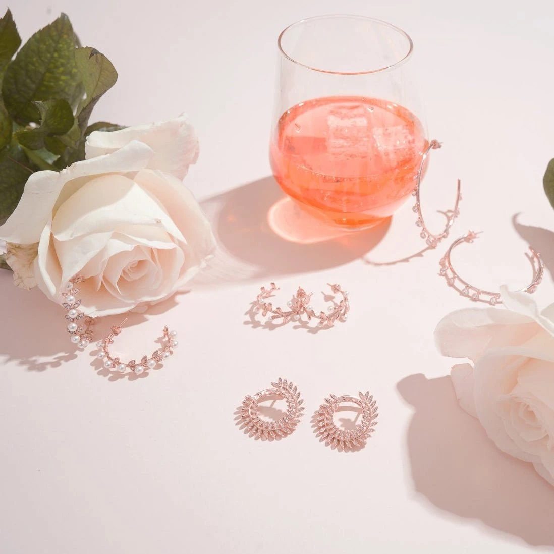 Latelita Pearl Laurel Hoop Earrings Rosegold 5 Latelita Pearl Laurel Hoop Earrings Rosegold - Image 5