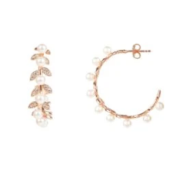 Latelita Pearl Laurel Hoop Earrings Rosegold