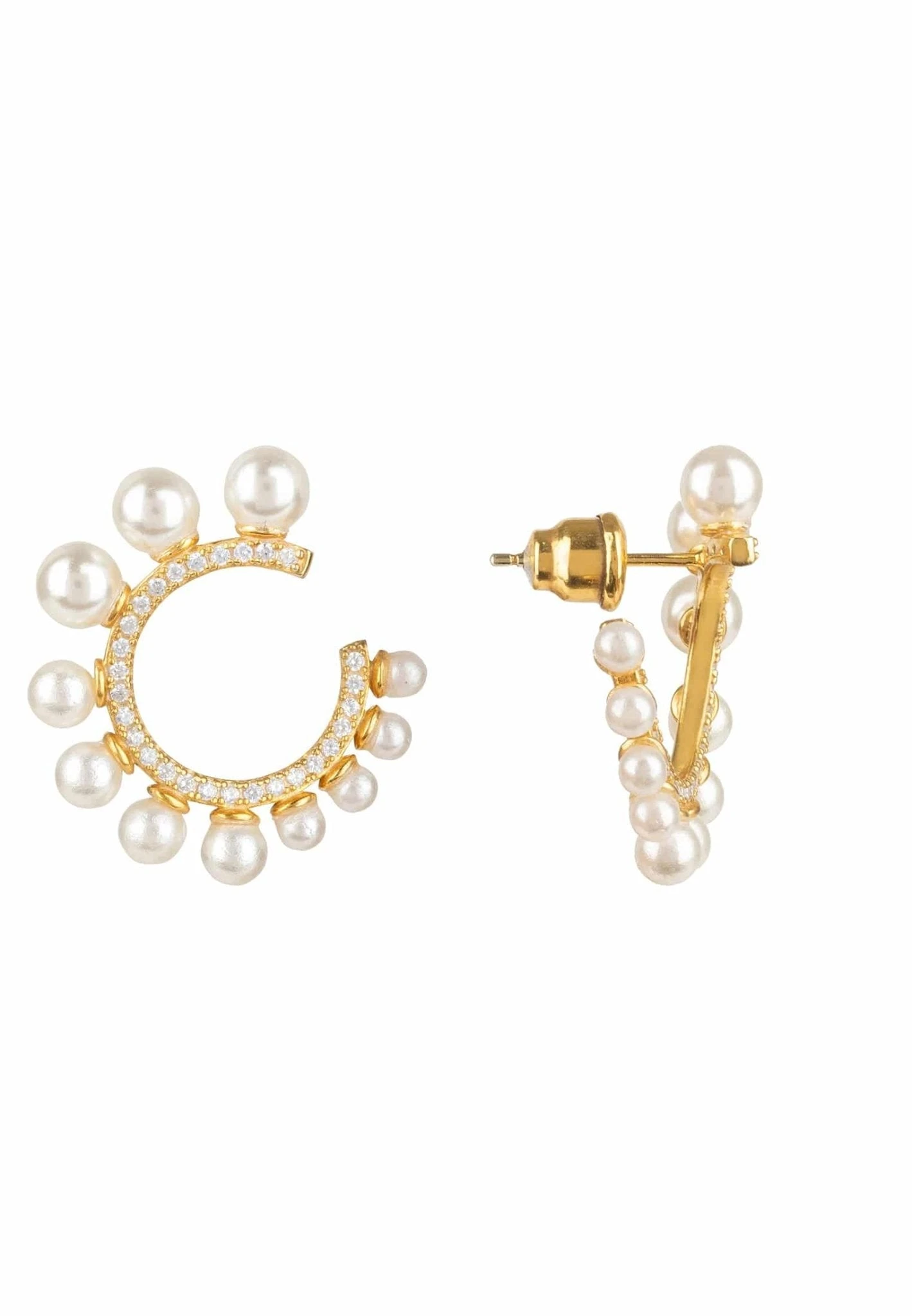 Latelita Pearl Sweeping Hoop Earrings Gold 1 Latelita Pearl Sweeping Hoop Earrings Gold
