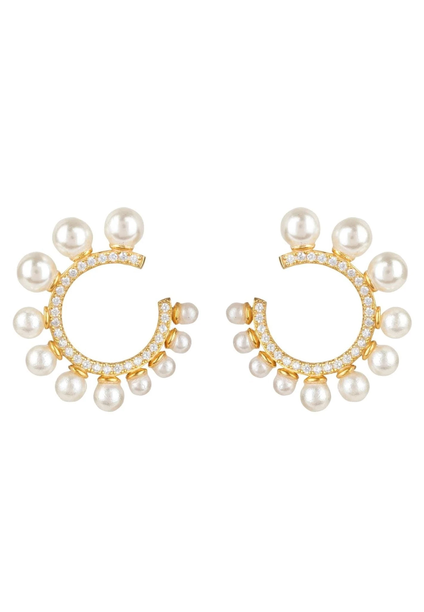 Latelita Pearl Sweeping Hoop Earrings Gold 3 Latelita Pearl Sweeping Hoop Earrings Gold - Image 3