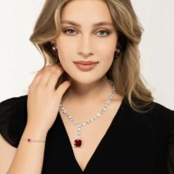 Latelita Penelope Ruby Statement Necklace Silver -Ornavique Sales penelope ruby statement necklace silver 520010