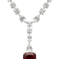 Latelita Penelope Ruby Statement Necklace Silver