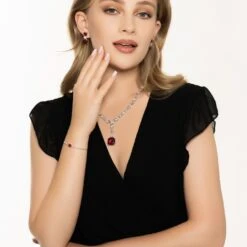 Latelita Penelope Ruby Statement Necklace Silver -Ornavique Sales penelope ruby statement necklace silver 996047