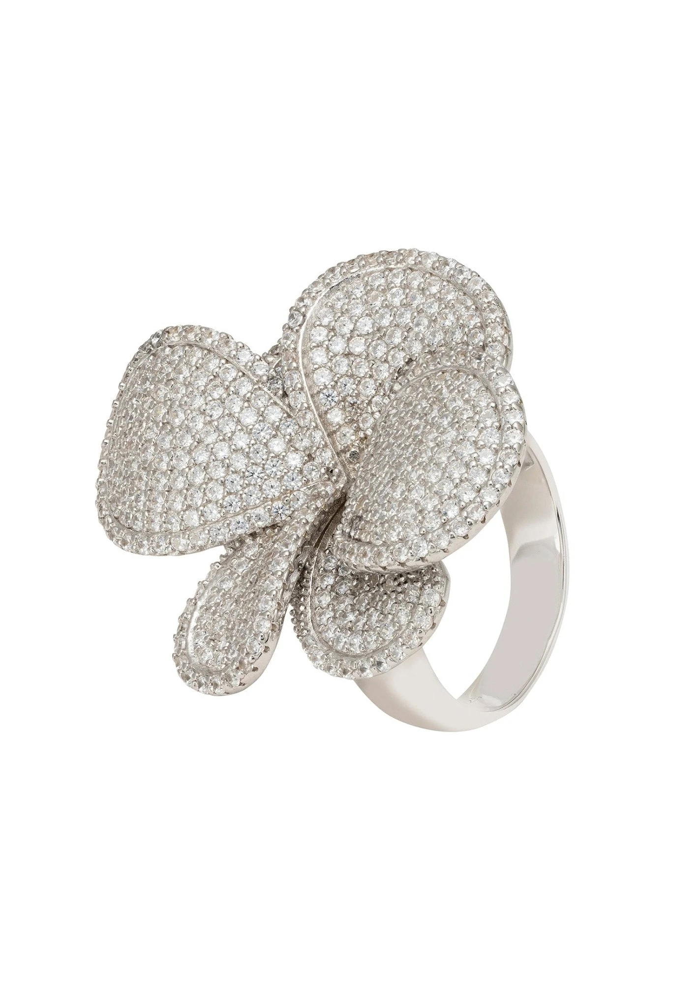 Latelita Petal Cascading Cocktail Ring Silver 1 Latelita Petal Cascading Cocktail Ring Silver