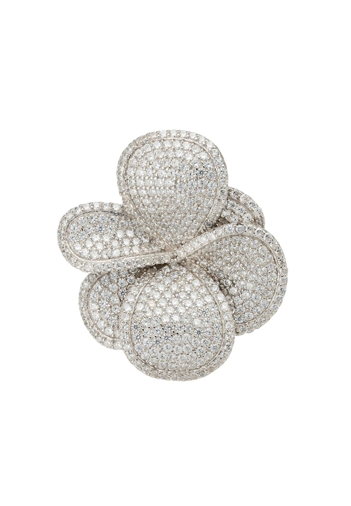 Latelita Petal Cascading Cocktail Ring Silver 4 Latelita Petal Cascading Cocktail Ring Silver - Image 4