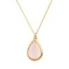Latelita Pisa Mini Teardrop Necklace Gold Rose Quartz
