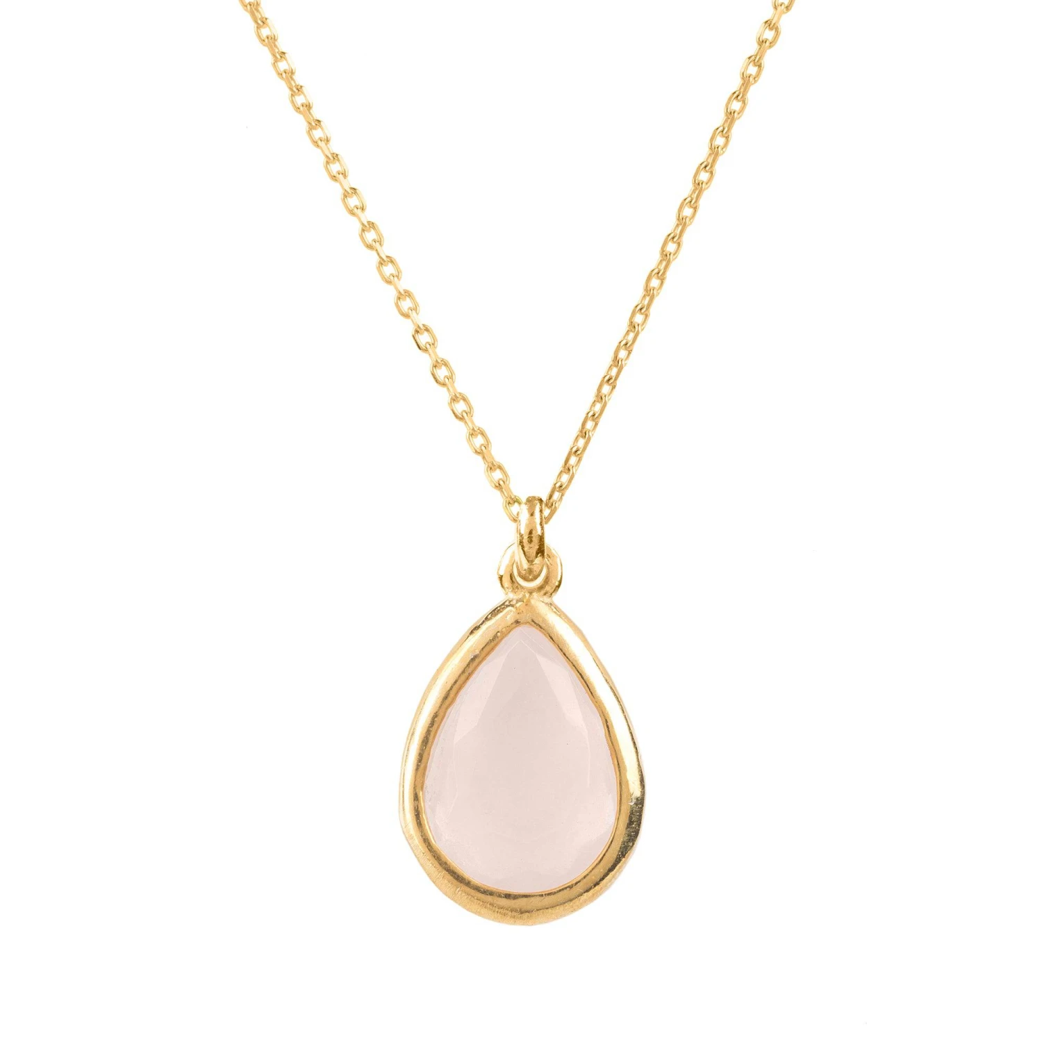 Latelita Pisa Mini Teardrop Necklace Gold Rose Quartz 1 Latelita Pisa Mini Teardrop Necklace Gold Rose Quartz