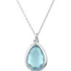 Latelita Pisa Mini Teardrop Necklace Silver Blue Topaz