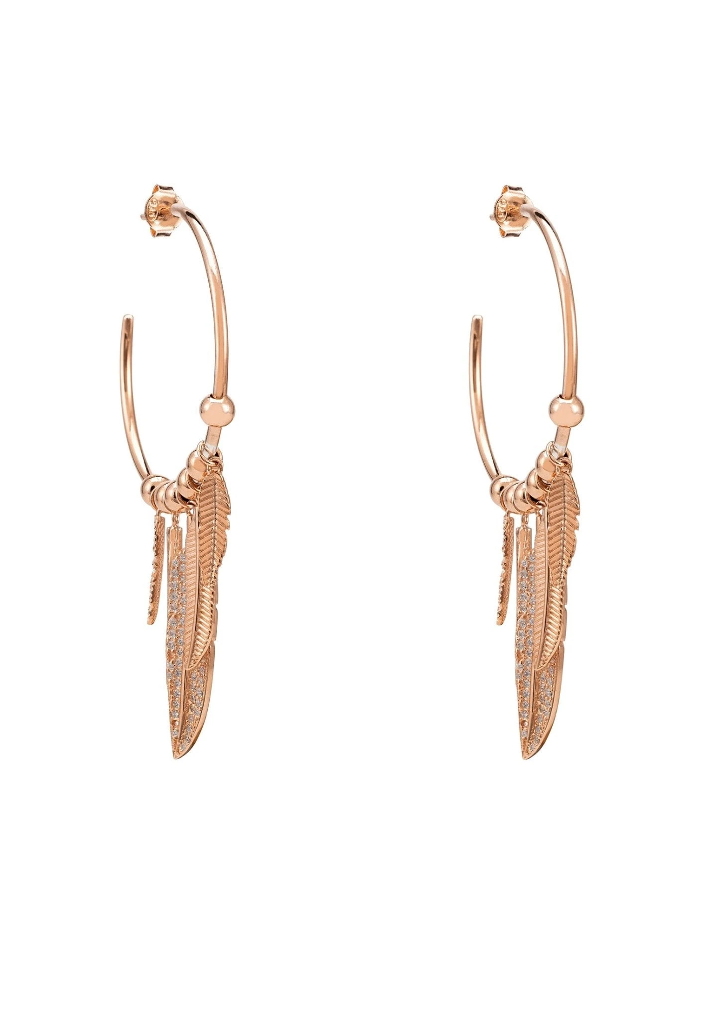 Latelita Pocahontas Hoop Earrings White Cz Rosegold